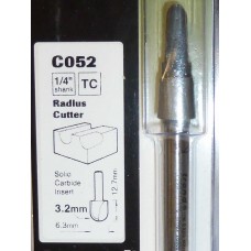 Carbide Tip Cutter - 1/4" Dia x 1/4" Shank, Ball Nose
