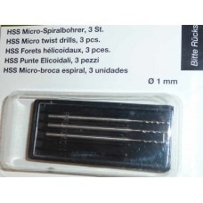 HSS Drill Bits 1.0mm Dia - Pack of 3
